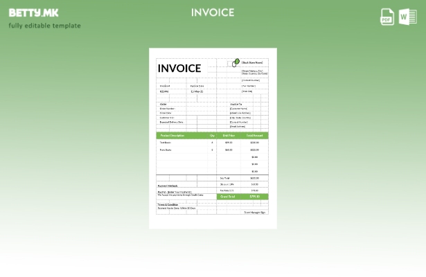 модерен стил Шаблон за фактура во продавница за книги